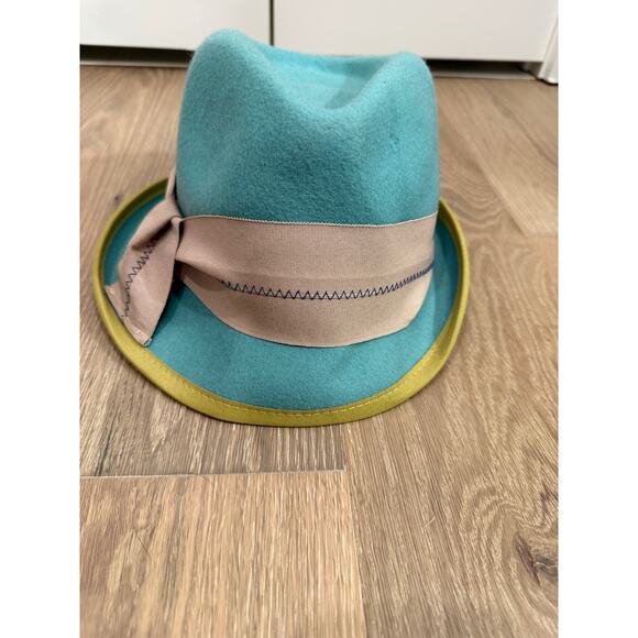 Turquoise teal asymmetric wool fedora hat grace hats main image 6